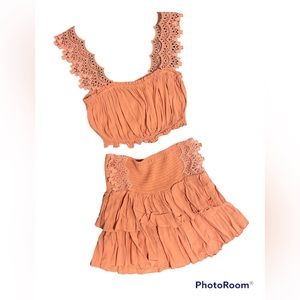 Peach skirt set